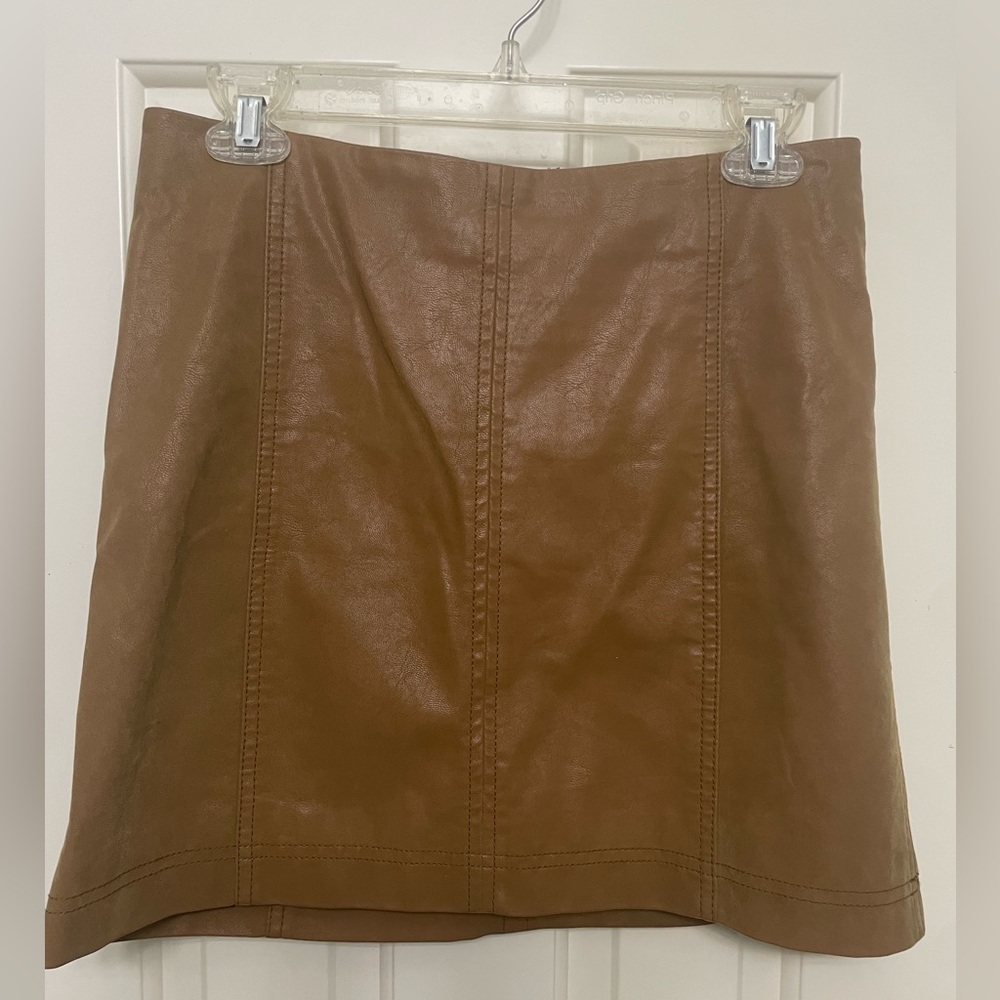Free People Modern Femme Brown Vegan Leather Skirt